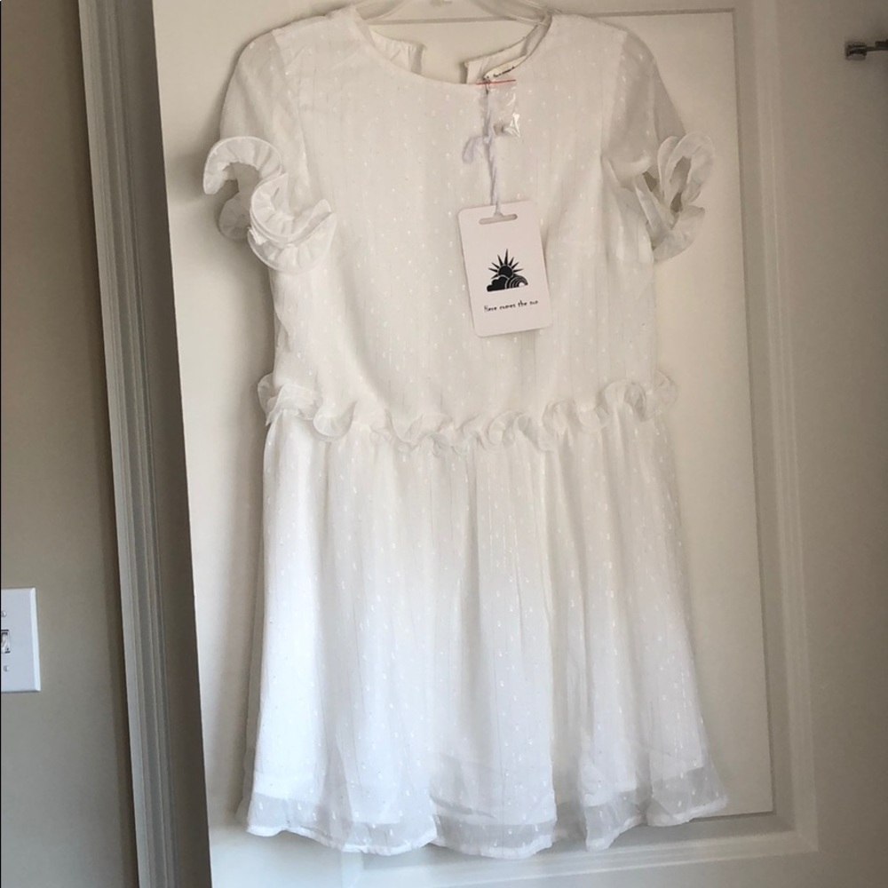 Fortunate one white mini dress ruffle